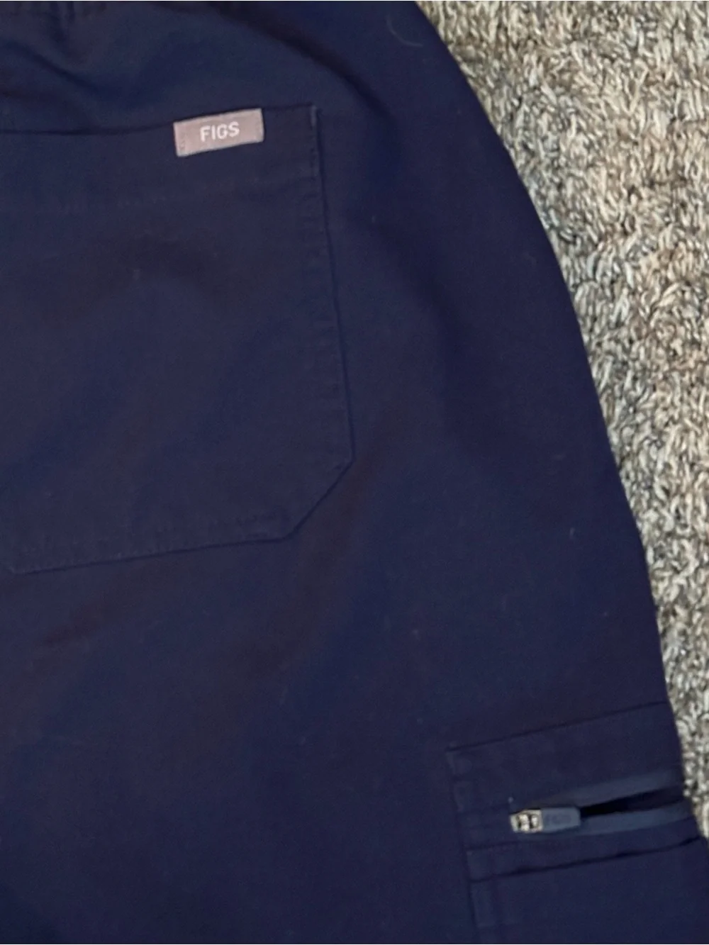 Figs Yola high rise slim scrub pant Navy blue with Gray Drawstring size medium